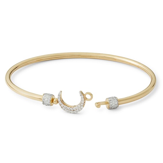 Cubic Zirconia Moon Bangle in 10K Gold Bonded Sterling Silver