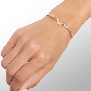 Cubic Zirconia Moon Bangle in 10K Gold Bonded Sterling Silver