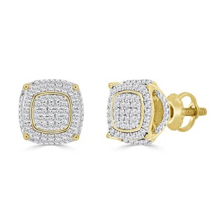 1/2 CT. T.W. Composite Diamond Cushion Frame Stud Earrings in 10K Gold