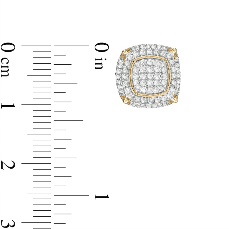 1/2 CT. T.W. Composite Diamond Cushion Frame Stud Earrings in 10K Gold