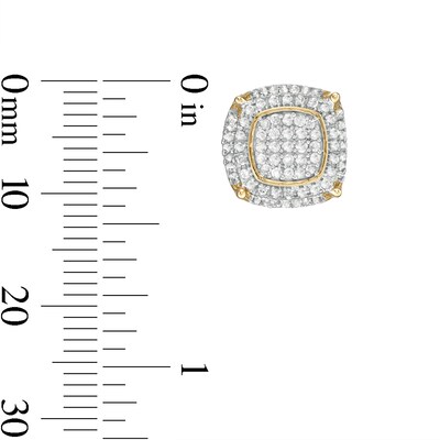 1/2 CT. T.W. Composite Diamond Cushion Frame Stud Earrings in 10K Gold