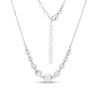 Diamond-Cut Round Multi-Bead Row Necklace in Sterling Silver