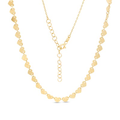 Heart Link Choker Necklace in 10K Gold - 16"