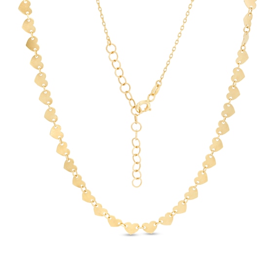 Heart Link Choker Necklace in 10K Gold - 16"