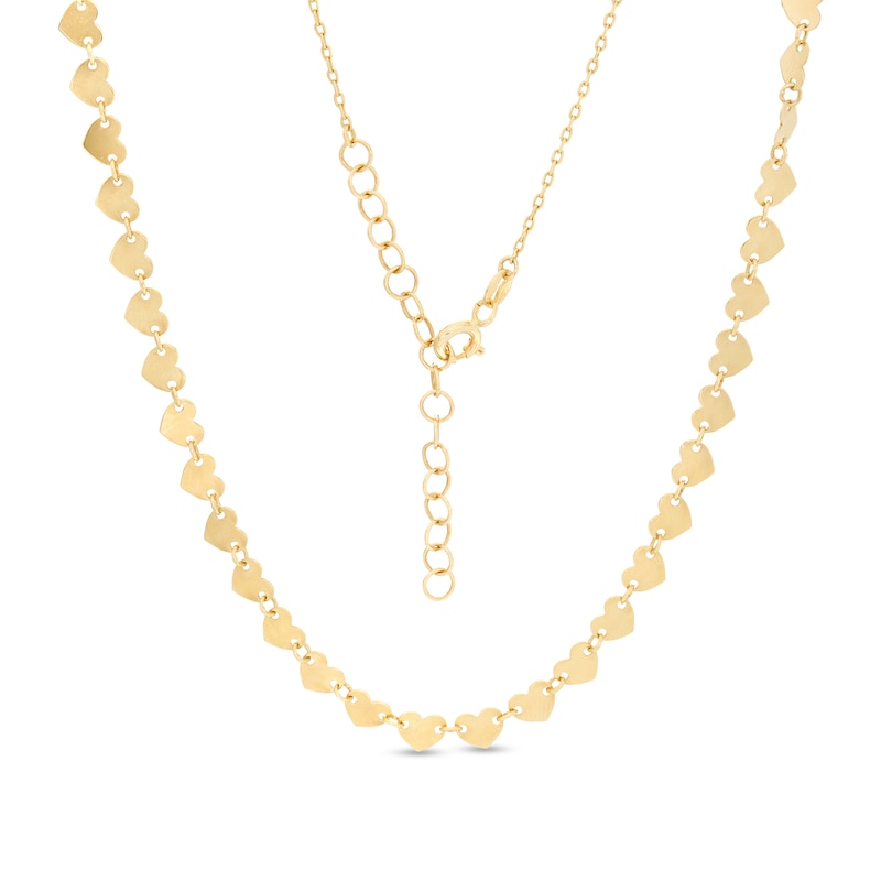 Heart Link Choker Necklace in 10K Gold - 16"
