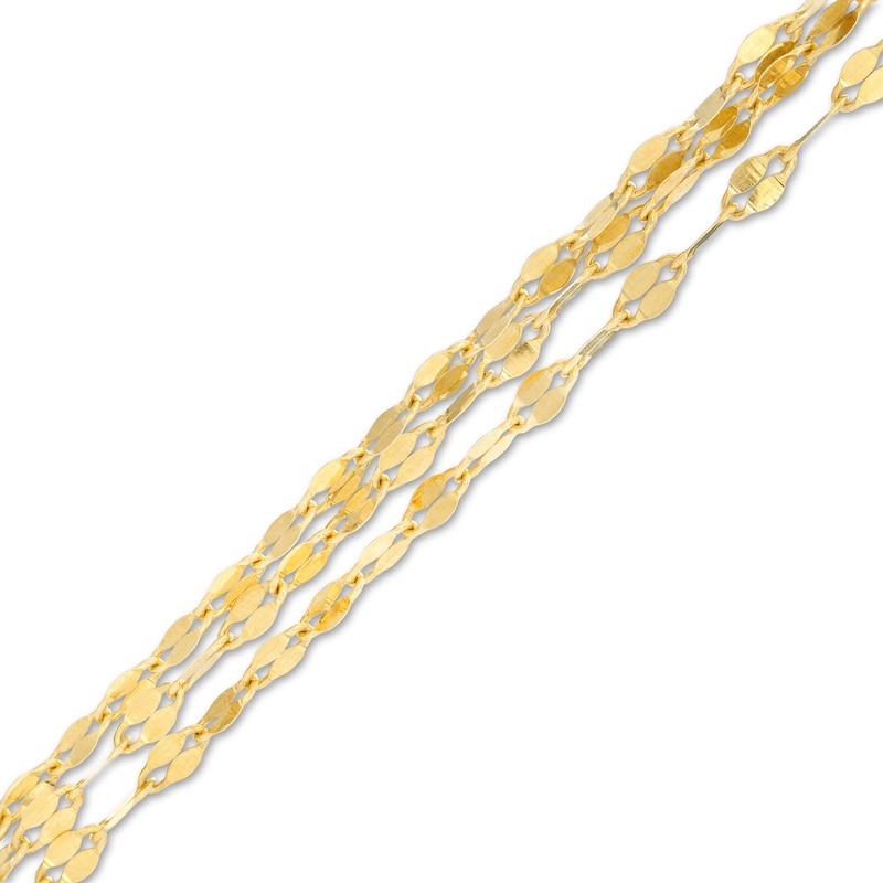060 Gauge Three Strand Mirror Chain Bracelet in 10K Gold Bonded Sterling Silver - 7.5"