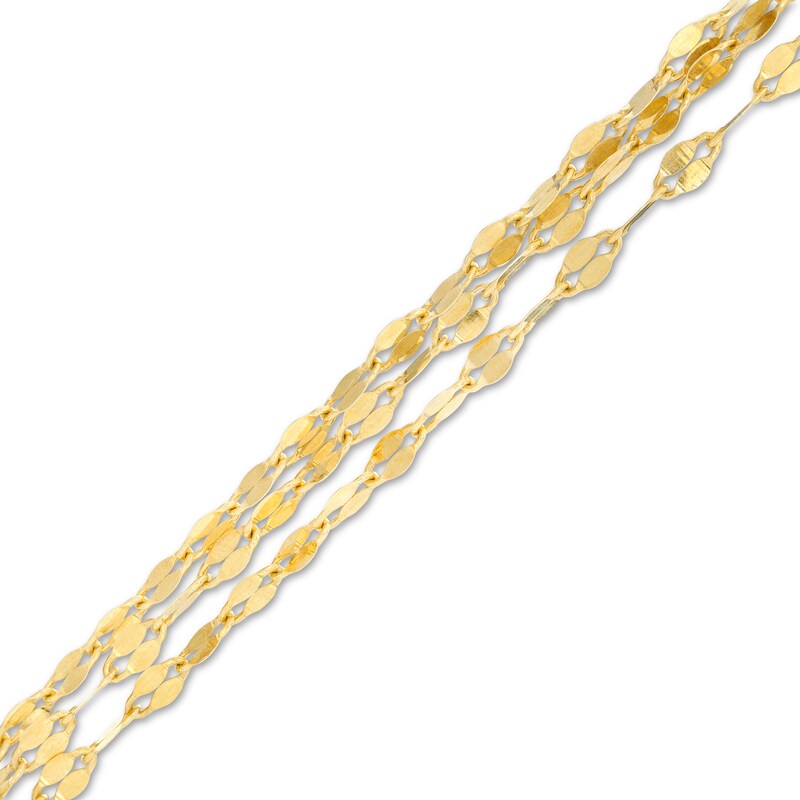 060 Gauge Three Strand Mirror Chain Bracelet in 10K Gold Bonded Sterling Silver - 7.5"