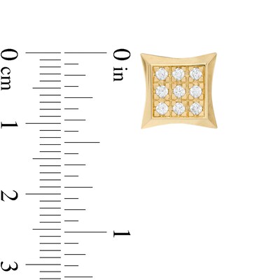 Cubic Zirconia Square Stud Earrings in 10K Gold