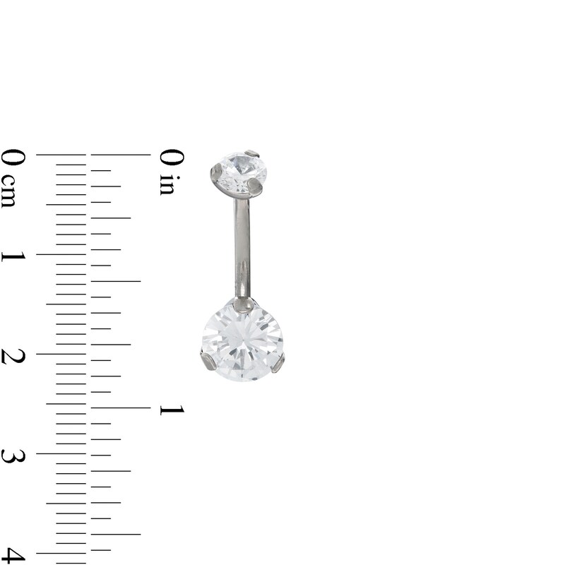 Titanium CZ Belly Button Ring - 14G 7/16"