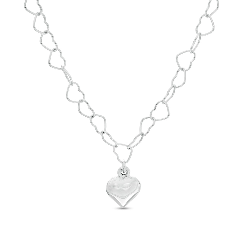 Main Image 1 of Heart Necklace in Sterling Silver