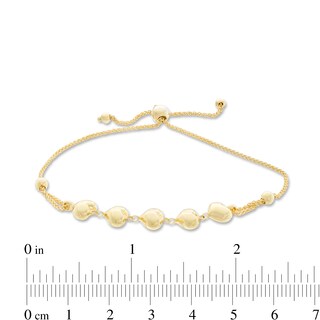 030 Gauge Heart Bolo Bracelet in 10K Gold - 9.25"
