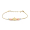 Thumbnail Image 0 of 017 Gauge Diamond-Cut Star Shaped and Round Beads Bracelet in 10K Tri-Tone Gold - 7.5"