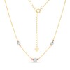 030 Gauge Three Round Beads Station Choker Necklace in 10K Tri-Tone Gold - 16"