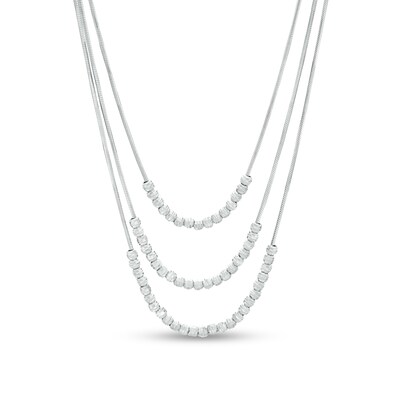 Made in Italy Diamond-Cut Beaded Triple Strand Necklace in Sterling Silver