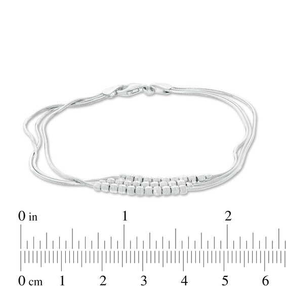 020 Gauge Diamond-Cut Beaded Triple Strand Bracelet in Sterling Silver - 7.5"
