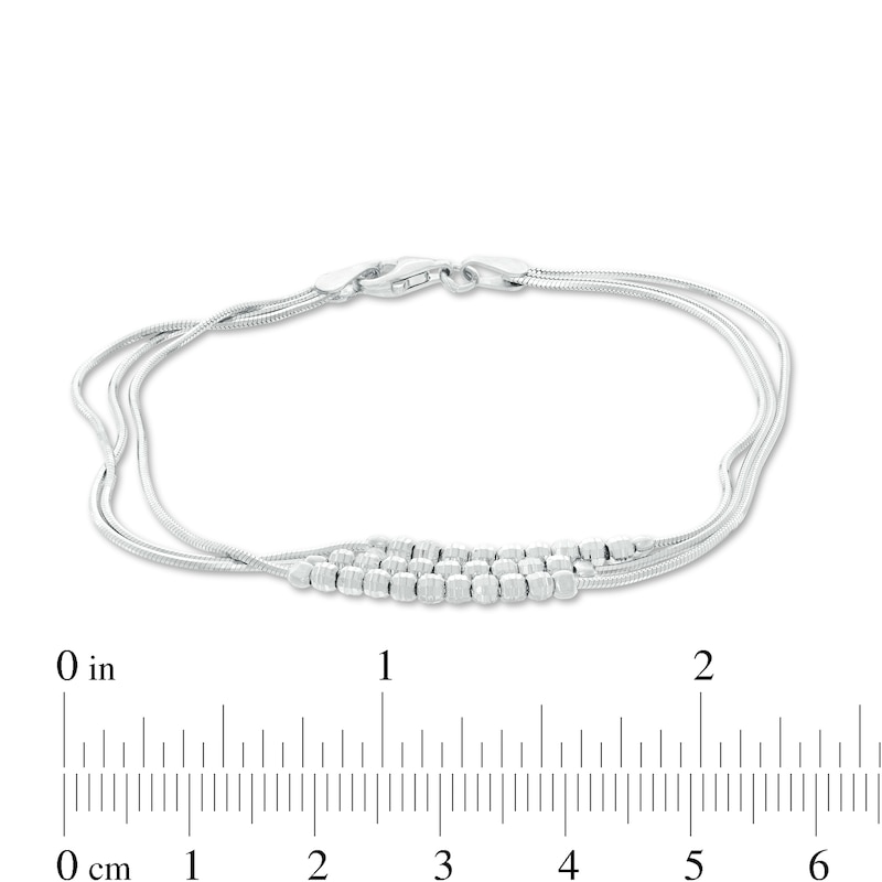 020 Gauge Diamond-Cut Beaded Triple Strand Bracelet in Sterling Silver - 7.5"
