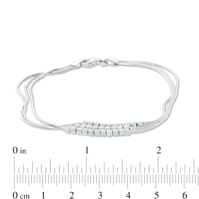Main Image 2 of 020 Gauge Diamond-Cut Beaded Triple Strand Bracelet in Sterling Silver - 7.5"