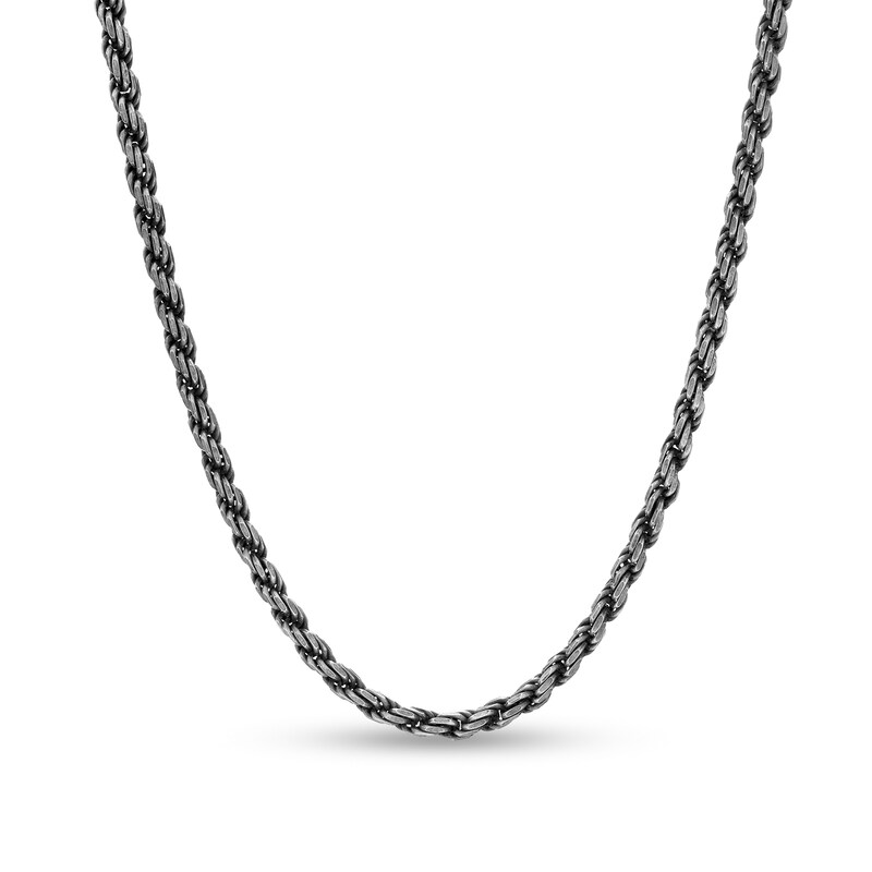 Gauge Oxidized Rope Chain Necklace in Sterling Silver