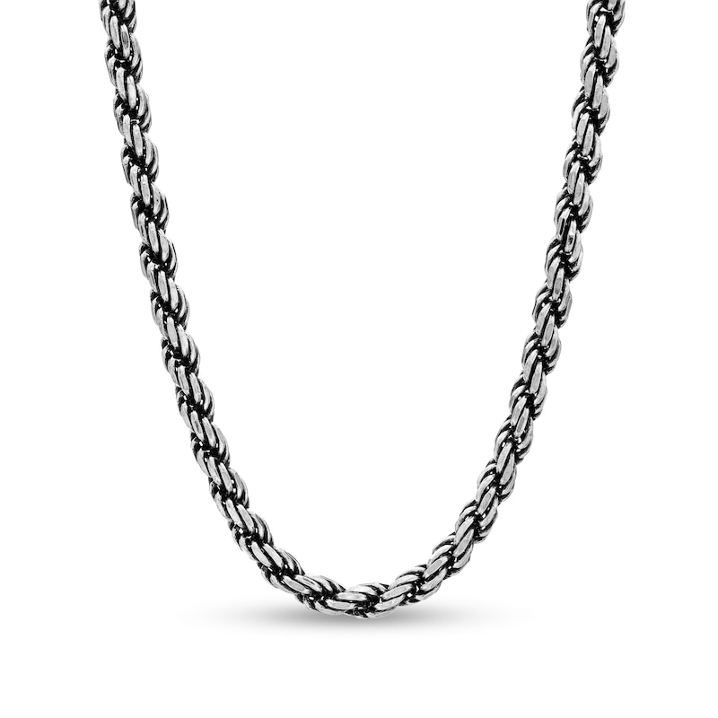 Main Image 1 of 100 Gauge Oxidized Rope Chain Necklace in Sterling Silver - 30"