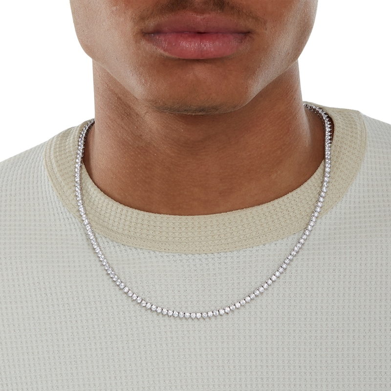 Main Image 4 of Cubic Zirconia Tennis Necklace in Sterling Silver - 20"