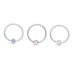 Solid Stainless Steel Crystal Multi-Color Captive Bead Ring Set - 20G