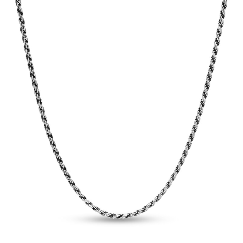 Main Image 1 of 040 Gauge Oxidized Rope Chain Necklace in Sterling Silver - 20"