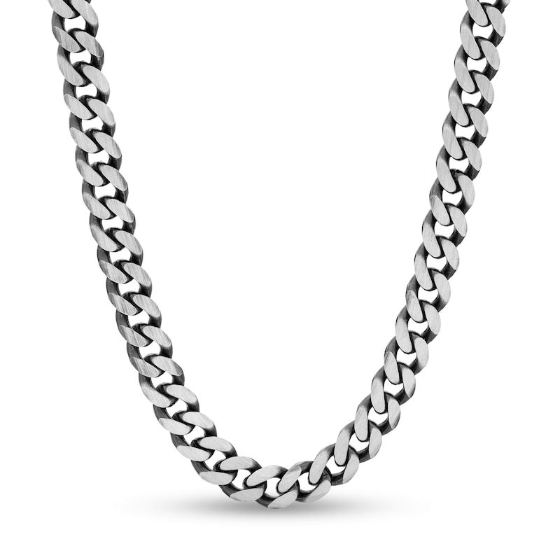 Main Image 1 of 200 Gauge Oxidized Curb Chain Necklace in Sterling Silver - 24"