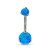 Thumbnail Image 0 of 014 Gauge 8mm Lab-Created Blue Opal Belly Button Ring in Titanium - 7/16"