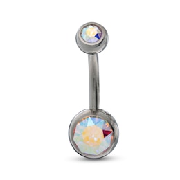 014 Gauge 8mm Iridescent Crystal Belly Button Ring in Titanium - 7/16&quot;
