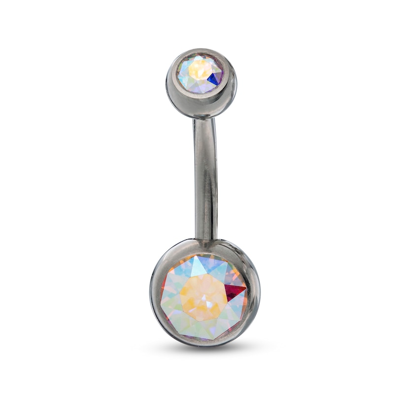 Titanium Iridescent Crystal Belly Button Ring - 14G 7/16"