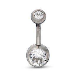 014 Gauge 8mm Crystal Belly Button Ring in Titanium - 7/16&quot;