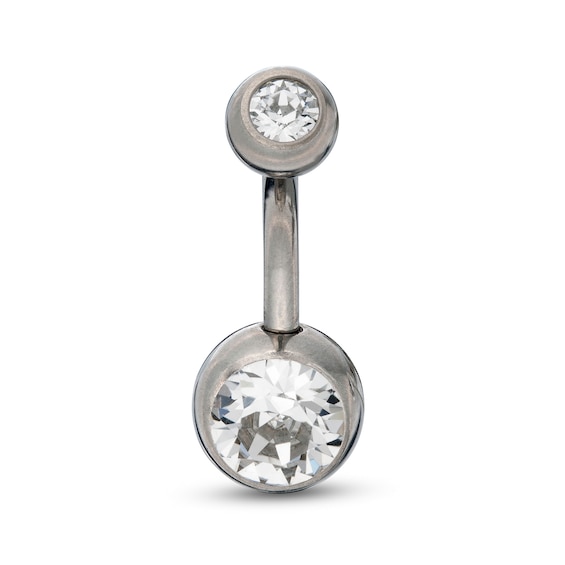 Titanium Crystal Belly Button Ring