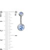 Thumbnail Image 1 of Titanium Light Blue Crystal Belly Button Ring - 14G 7/16"