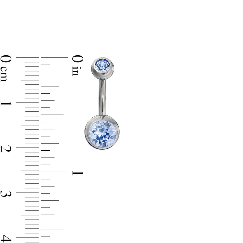 Titanium Light Blue Crystal Belly Button Ring - 14G 7/16"