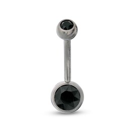 014 Gauge 8mm Black Crystal Belly Button Ring in Titanium - 7/16&quot;