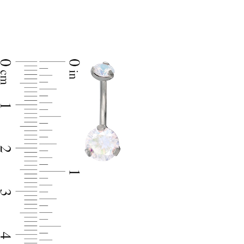 Titanium CZ Iridescent Belly Button Ring - 14G 7/16"