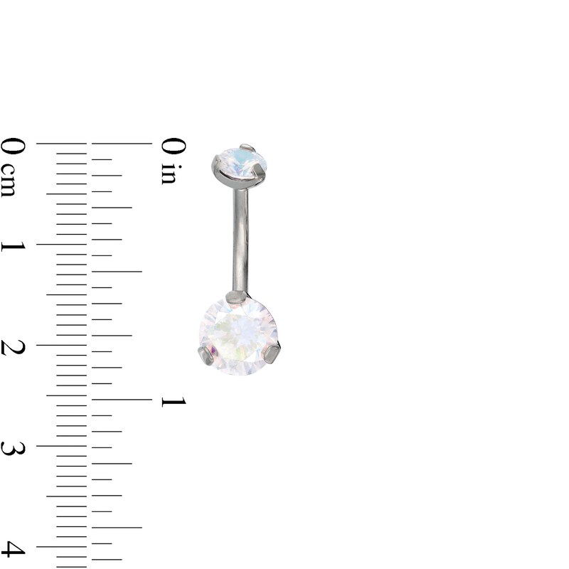 Titanium CZ Iridescent Belly Button Ring - 14G 7/16"