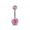 Thumbnail Image 0 of Titanium Pink Crystal Belly Button Ring - 14G 7/16"
