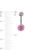 Thumbnail Image 1 of Titanium Pink Crystal Belly Button Ring - 14G 7/16"