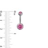 Thumbnail Image 1 of Titanium Pink Crystal Belly Button Ring - 14G 7/16"