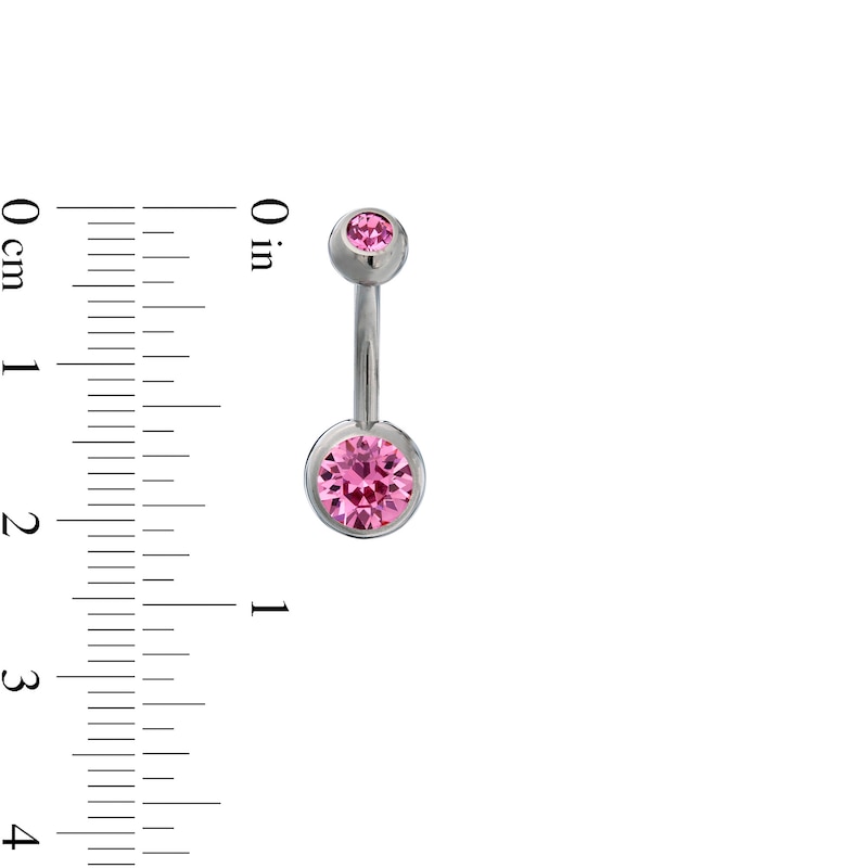 Titanium Pink Crystal Belly Button Ring - 14G 7/16"