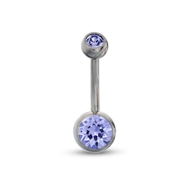 Titanium Purple Crystal Belly Button Ring - 14G 7/16&quot;