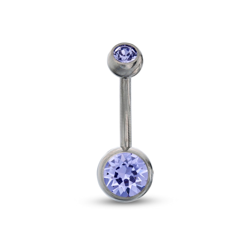Main Image 1 of Titanium Purple Crystal Belly Button Ring - 14G 7/16&quot;