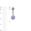 Thumbnail Image 1 of Titanium Purple Crystal Belly Button Ring - 14G 7/16"