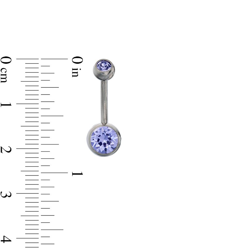 Main Image 2 of Titanium Purple Crystal Belly Button Ring - 14G 7/16&quot;