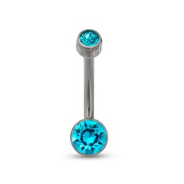 014 Gauge 6mm Blue Crystal Belly Button Ring in Titanium - 7/16&quot;