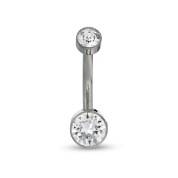 014 Gauge 6mm Crystal Belly Button Ring in Titanium - 7/16&quot;