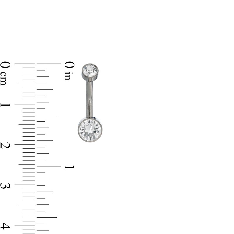 014 Gauge 6mm Crystal Belly Button Ring in Titanium - 7/16"