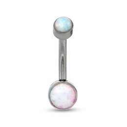 014 Gauge 6mm Simulated Opal Belly Button Ring in Titanium - 7/16&quot;