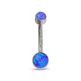 014 Gauge 6mm Lab-Created Purple Opal Belly Button Ring in Titanium - 7/16&quot;